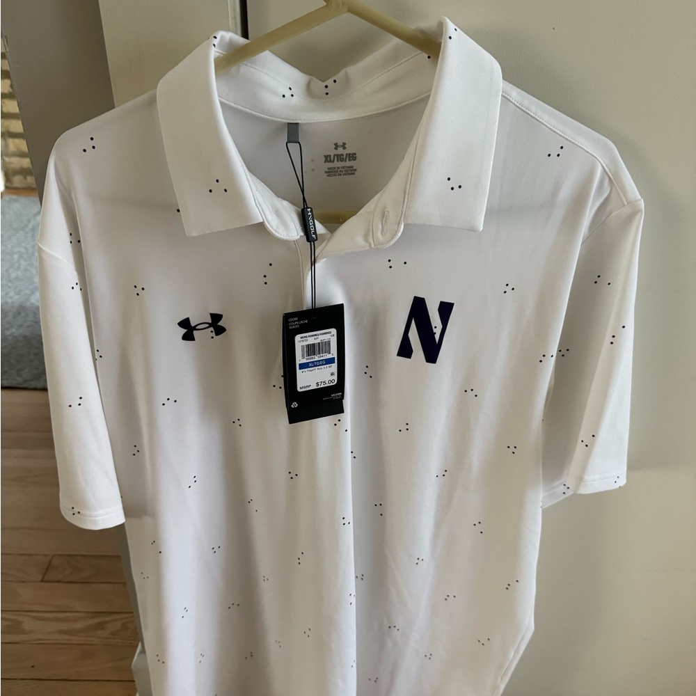 Under Armour Golf Polo Northwestern University White NEW